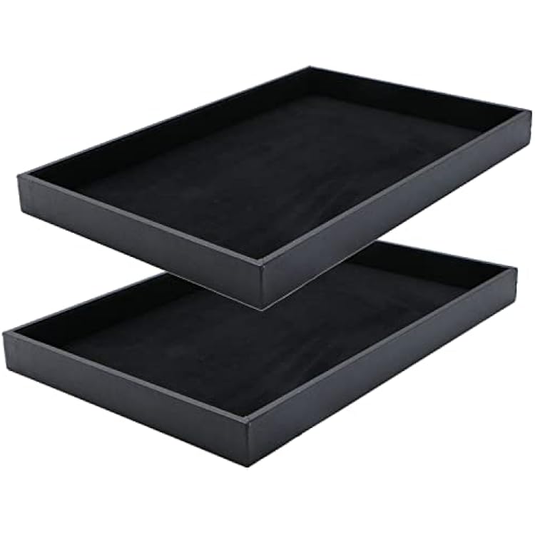 Black Velvet Stackable Jewelry Tray Showcase Display Stackable Necklace Bracelet Ring Showcase Display Empty Plate 2 Pack