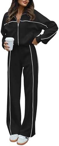 BTFBM Womens Two Piece Tracksuit Spring 2026 Long Sleeve Zip Up Sweatshirt Long Pants Outfits Jogger Sweatsuit Sets