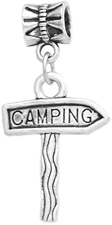 Cherityne Dangle Camping Sign Charm Bead for Bracelets