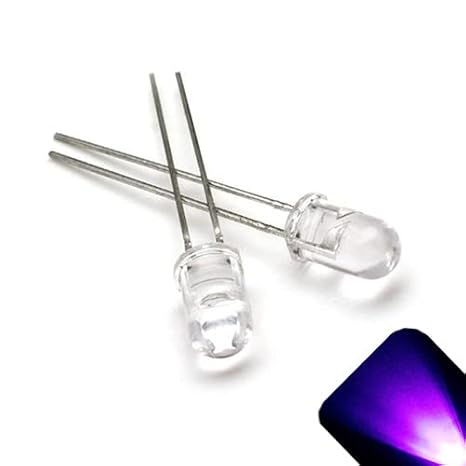 12V 5mm Round Top UV/Purple LED Internal Resistor 5-15V (Pack of 10)