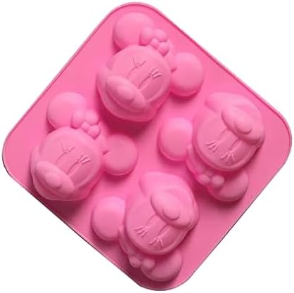 4 Cavity Mouse Mice Head Silicone Mold for DIY Fondant Candy Making Molds
