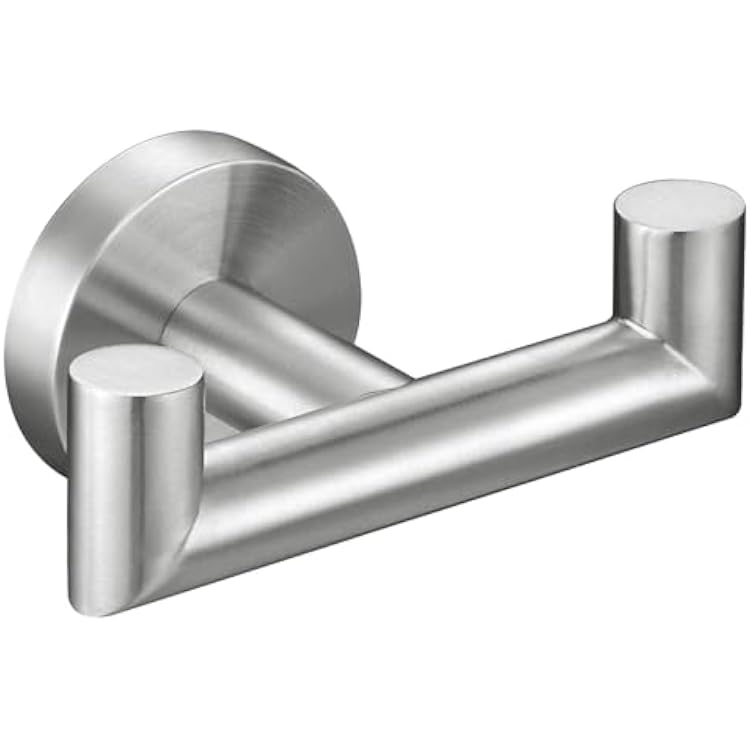 Angle Simple Towel Hook for Bathroom, SUS 304 Stainless Steel, Double Hand Towel Coat Holder for Wall, Brushed Nickel