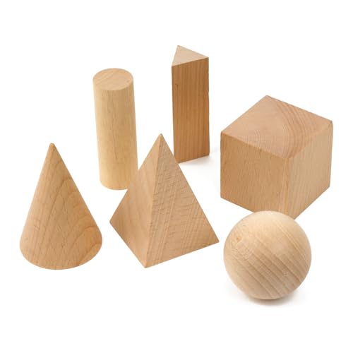 EAI Education Wooden GeoModel Geometric Solids: Basic Set - Set of 6