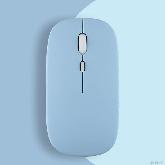 Apple İpad İle Uyumlu Şarj Edilebilir Sessiz Mouse Bluetooth + 2.4Hz Wifi Kablosuz Mouse Fare Mavi