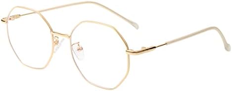NIDOVIX Polygon Non Prescription Glasses for Women Men Vintage Octagon Square Metal Frame Eyeglasses