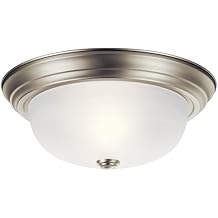 Kichler 2-Light Flush Mount Ceiling Lighting in Brushed Nickle with Alabaster Glass for Bedroom, Living Room, Kitchen and Hallway, (13.25" Dia x 5.25" H) 30 Watts, 8109NI