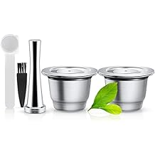 Reusable Stainless Steel Capsules, 2PCS Refillable Pods Compatible for Original Line Series Machines 1 Spoon 1 Brush