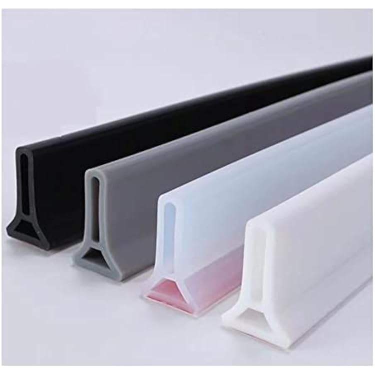 Bathroom Retention Water Barrier Strip, Silicone Bathroom Water Stopper Flood, Bendable Silicone Water Blocking Strips, Dry and Wet Separation Color : Black, Size : 50cm