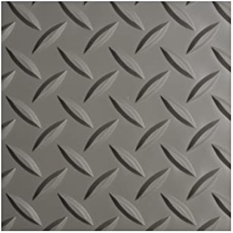 WorkForce Vinyl Diamond Plate Commercial Grade Matting, Heavy Duty Floor Mat for Garages, Industrial Facilities, and High-Traffic Areas, 18 x 24 x 4, Gray