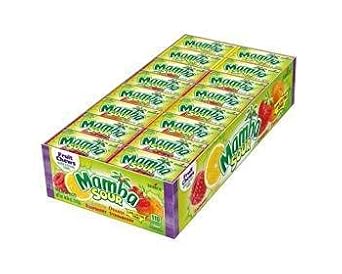 Mamba Sour Fruit Chews Candy, 6 Pieces (Pack of 48)