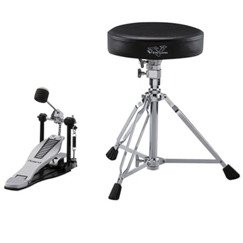 ROLAND Dap-3X Essential V-Drums Accessories, Includes A Pair of Hickory-Made Drumsticks, A Kick Pedal with New Embossed Logo Footplate, and A Drum Throne with Double-Braced Tripod