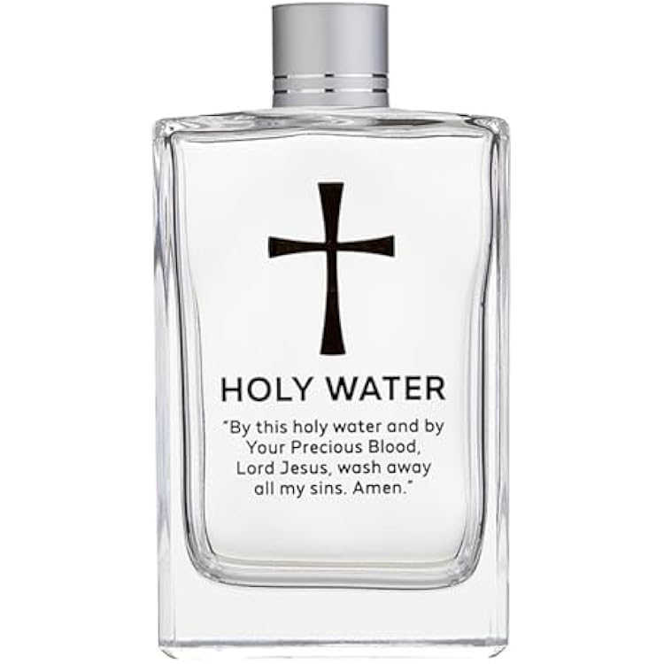 Needzo Large Glass Holy Water Bottle with Cross and Prayer - 4-12 H, 3 oz Capacity