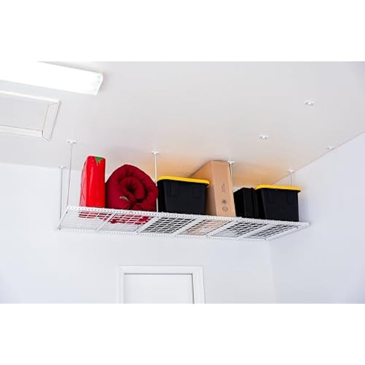 DURA-LIFT Elevate Adjustable Height Overhead Garage Storage Platform Triple Ceiling Rack, Heavy-Duty Steel, 31 W x 93 D for Garage Organization