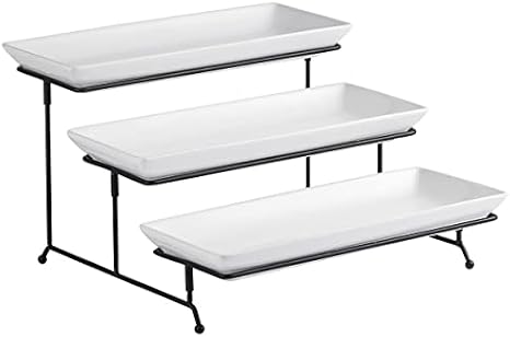 YHOSSEUN 3 Tier Serving Stand Tiered Serving Stand + Tierd Serving Bowl Set Porcelain Chip and Dip Serving Set