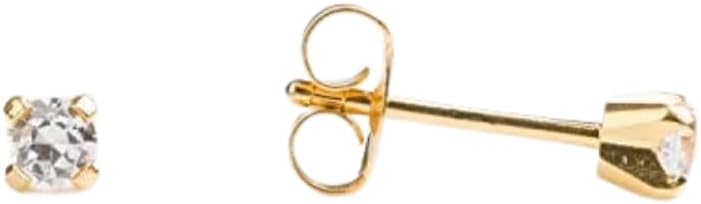 STUDEX Sensitive Cubic Zirconia Stud Earrings 3mm | Hypoallergenic and Nickel Safe for Sensitive Ears | Gold Plated Posts | High Fashion Earrings for Women and Men
