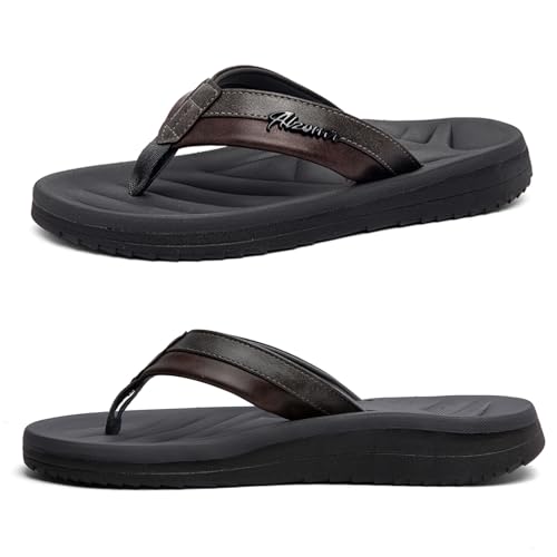 Mens Flip Flop with Arch Support Comfort Beach Thong Sandals Lightweight Non Slip Sole Durable Walking Summer Orthotic Slipppers Indoor and Outdoor