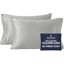 Beckham Hotel Collection Pillowcases Queen Size Set of 2, Cool Touch Cotton Sateen Fabric, 500TC, Silky Smooth & Soft, Open End, Dark Gray
