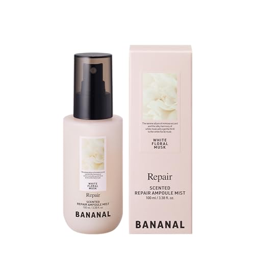 Korean Scented Hair Serum Mist Argan Oil & Silk Protein Ampoule for Nourishing, Frizz Control, Damaged Repair & Glass Hair Shine White Floral Musk, 100ml  3.38 fl oz