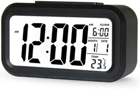 Alarm Clock, Desk Clock, Stylish, Digital, Light, Clock, Easy to Read, Simple, Thermometer, Multifunctional, Black