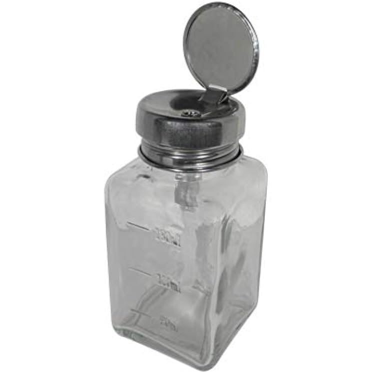 DL Professional Clear Glass Pump Dispenser Bottle with Metal Cap and Measuring Scales 6oz  180ml DL-C334