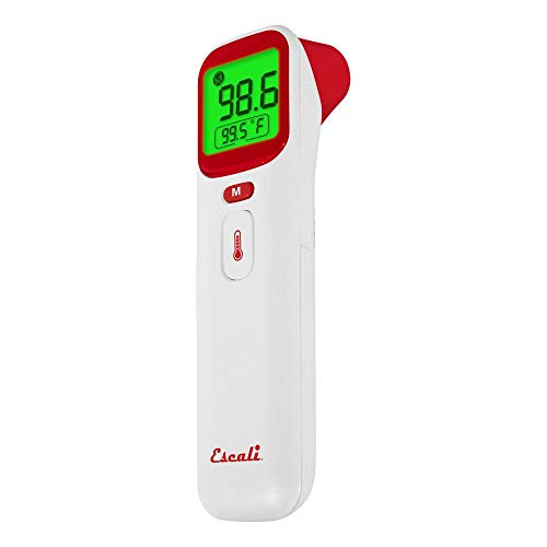 Escali Ear and Forehead Thermometer, Fever Alarm and Large Backlit Digital Display- RedWhite, BT601