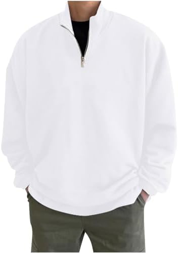 Zip Up Hoodies for Men 2023 Fall Fashion Long Sleeve Pullover Casual Lightweight Athletic Quarter Zip Sweatshirt