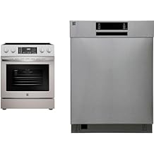 Kenmore Stainless Steel Electric Range with 5 Burners and Air Fry + Built-In Dishwasher with SmartWash and SmartDry