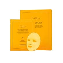 d'alba Piedmont Vita Toning Niacinamide 5% Mask (4 Sheets), Hydrating Face Mask with Vitamin C, Glutathione & White Truffle, Radiance Boosting, Korean Skin Care