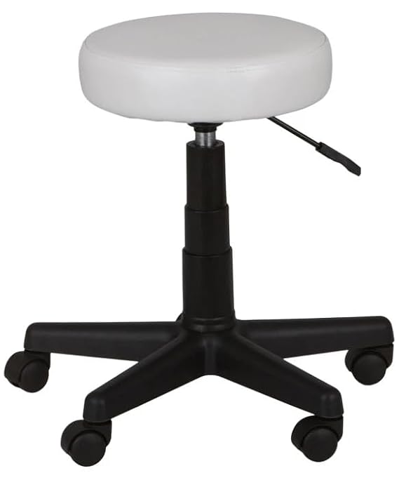 Buy-Rite Adjustable Technician Stool with Backrest 12.25-15 in White