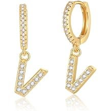 Spiritlele Initial Earrings Cubic Zirconia Huggie Hoop Earrings Alphabet Letter A-Z Earrings Alphabet Name Personalized Jewelry Gift for Women