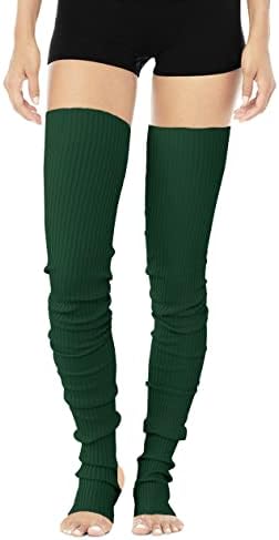 v28 Women Girls Extra Long Thigh High Neon Ribbed Knit Warm Leg Warmers for Yoga