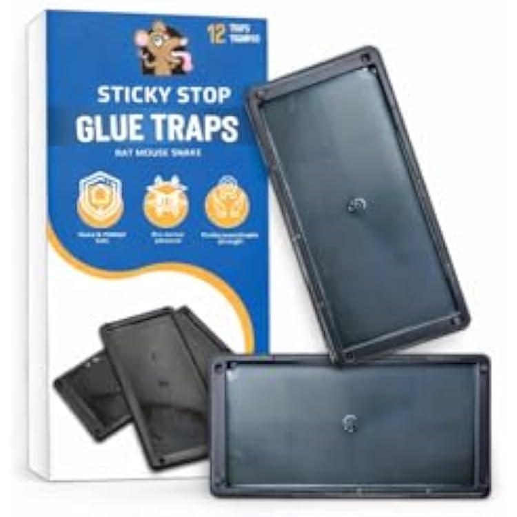 Glue Traps Indoor for Home, 12 Pack, Bulk Glue Traps for Rats, Mice, Snakes and Lizards, Non-Toxic, Adhesive Plastic Trays, Insect, Spider, Pet Safe Pest Control