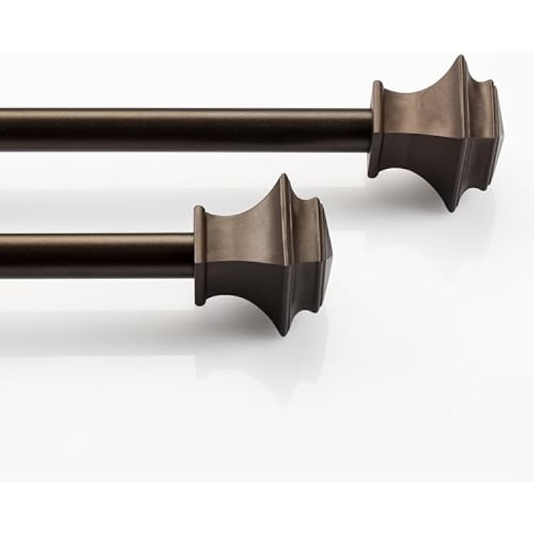 Deco Window 2 Pack Brown Curtain Rods for Window 28 to 48 Inch 58 Inch Diameter Drapery Pole with Square Finial Modern Adjustable Heavy Duty