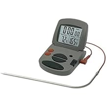 Taylor Programmable with Timer Instant Read Wired Probe Digital, Meat, Food, Grill BBQ Cooking Kitchen Thermometer with Timer, Gray