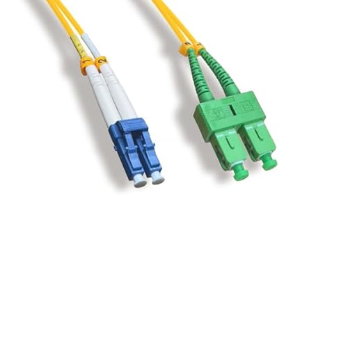 Kentek 5 Meter 5M LCUPC to SCAPC Fiber Optic Cable OS2 9125 Duplex Single-Mode Patch Cord OFNR