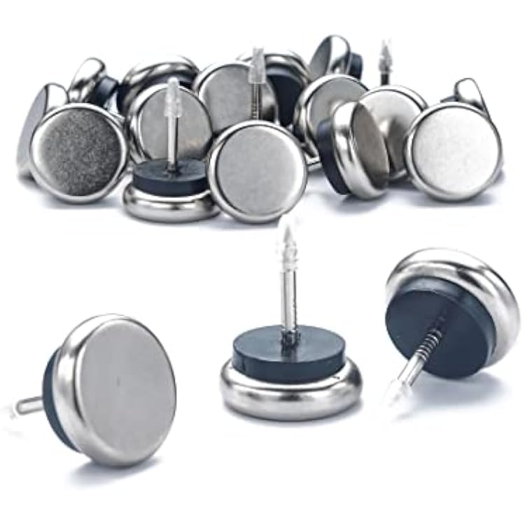 Dia Nail On Furniture Glides for Chairs, Tables - Furnigear Nickel Base Cushioned Furniture Nails - Allowing Chairs to Glide Effortlessly Over Carpet Floors 1-18, 20 Pack-Gray