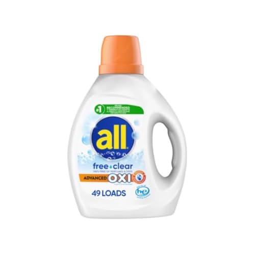 All Liquid Laundry Detergent with Oxi Stain Removers and Whiteners, Free Clear, 49 Loads, 88 Fluid Ounce
