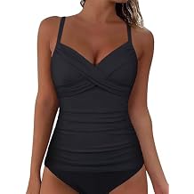 Firpearl Underwire Tankini Swimsuits for Women Twist V Neck Swim Top for Big Busted Tummy Control Bathing Suit Tops Only