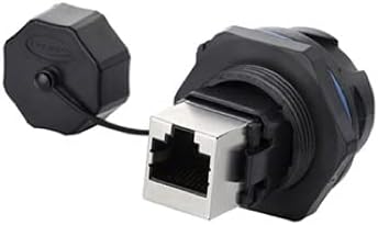 CNLINKO RJ45 Dual Port Ethernet Connector, Panel Mount Receptacles Socket Jack, Outdoor Waterproof IP67, Fast Data, Industrial