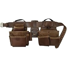 Style n Craft Leather Framer's Tool Belt Combo - 4 Piece Set for Men - Full-Grain Leather with 17 Pockets, Tape Holder & Hammer Loop - Heavy Duty Nylon Stitch - Ideal Carpenter's Tool Belt