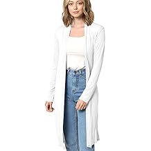Made By Johnny Women's Solid Long Sleeve Open Front Drape Long Cardigan Duster - Comfortable & Stylish Outerwear