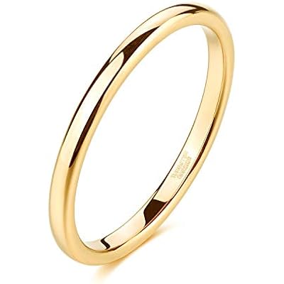 TRUMIUM 2mm 4mm 6mm 8mm Tungsten Wedding Band Ring for Men Women SilverRose Gold PlatedRainbowGold Plated Domed High Polish Engagement Promise Rings Comfort Fit 4-15