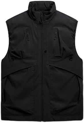 Mens Outerwear Vests Winter Vest Warm Water-Resistant Fleece Lined Mock-Neck Casual Outdoor Sleeveless Jacket
