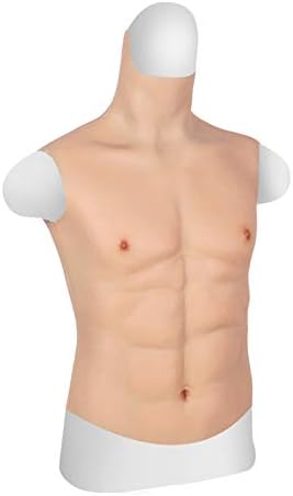 YIQI Silicone Muscle Chest Half Body High Collar Chest for Cosplay Makeup Halloween Props Male Shaper Stronger