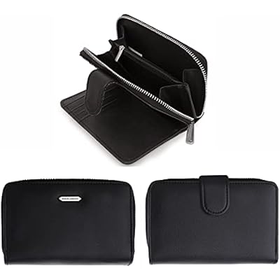 David Jones DAVIDJONES Women Black Small Compact Bifold Wallet Minimalist Vegan Leather Multi Card Case Holder with Zipper Coin Pocket Organizer Wrislet Purse