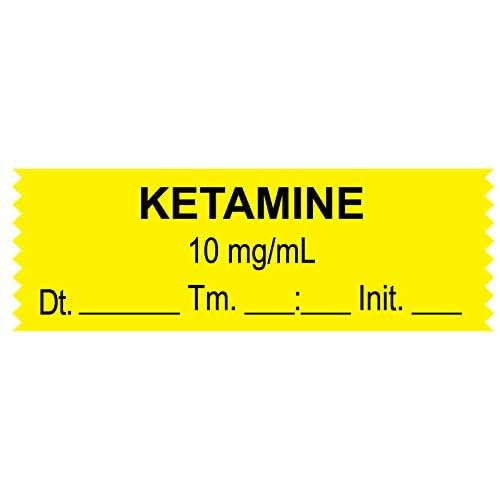 United Ad Label Anesthesia Tape Ketamine 10 MGML, 1-12 x 12, Removable Paper Tape, Yellow, One Roll of 500 Inches