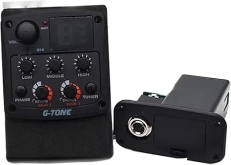 Acoustic Guitar Piezo Pickup, 3-Band EQ Equalizer Acoustic Guitar Piezo Pickup Preamp Tuner, with Reverb/Chorus/Delay/Wide and LED Tuner