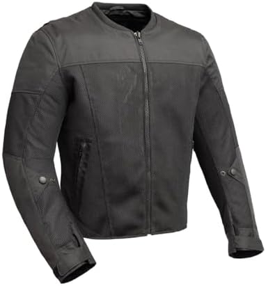 First Mfg Co Mens Motorcycle Cordura Textile Black Jacket Biker Textile Jacket for Men with Zip out Thermal Liner and Armor