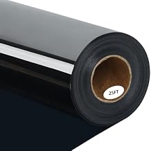 guangyintong Black Heat Transfer Vinyl Rolls, 12" x 25ft, Glossy Surface, Cloth Recommended, for T-Shirts, Waterproof, Glitter, Ideal for All Cutter Machines