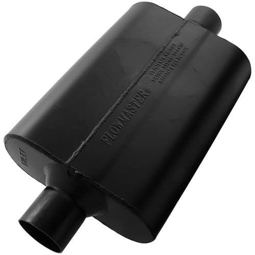 Flowmaster Super 44 Series Chambered Muffler 2.50 - Center InCenter Out Aggressive Sound 16 Gauge Aluminized Steel For Classic & Late Muscle Cars, Street Rods, Trucks, SUVs 942545